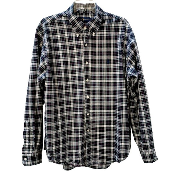 Ralph Lauren Shirt Men's XL Red Black Plaid Button Down Blue Label Long Sleeves - Picture 1 of 6